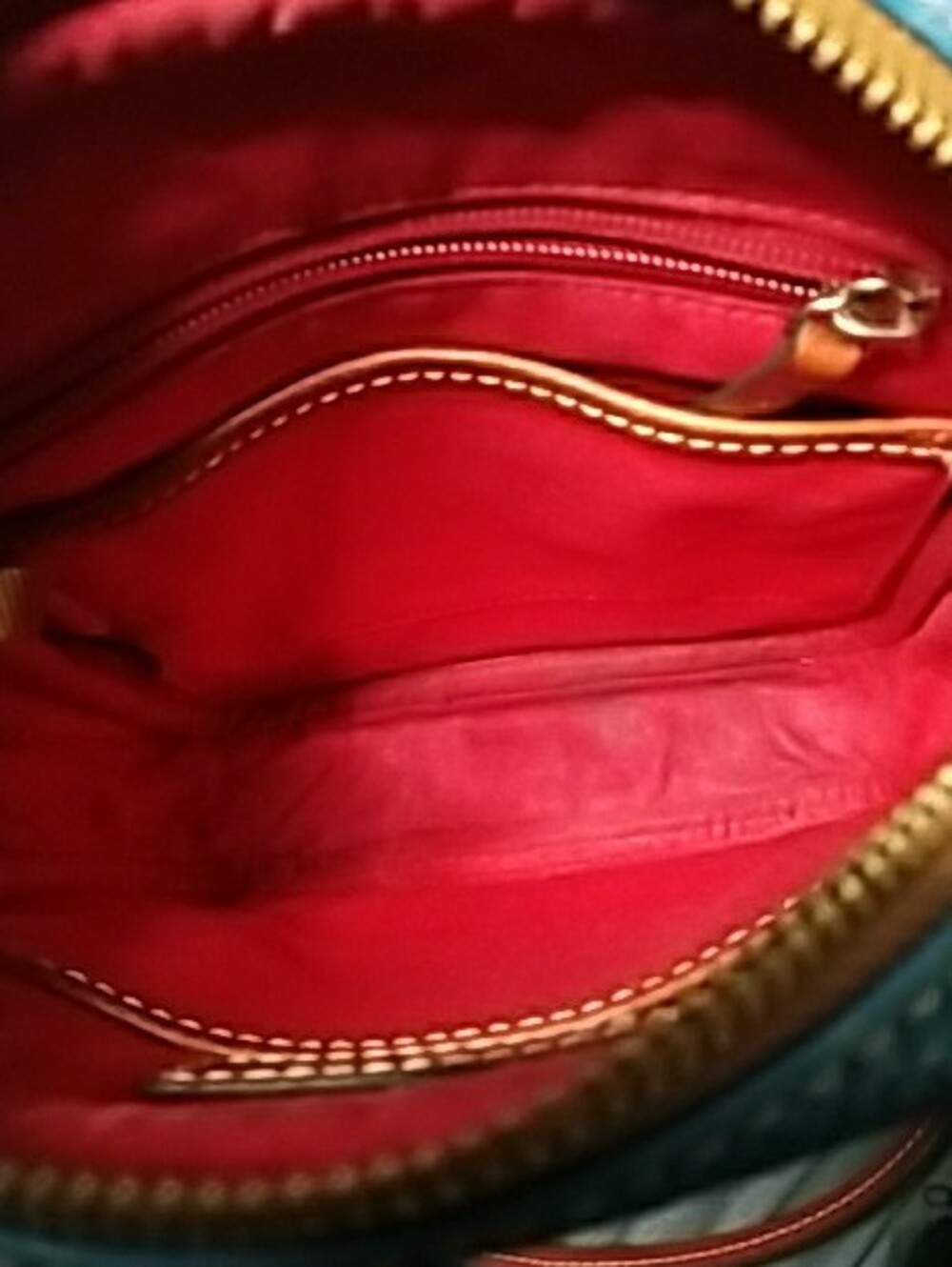 Dooney & Bourke Blue Pebbled Leather Crossbody with Brown Trim - Picture 11 of 13